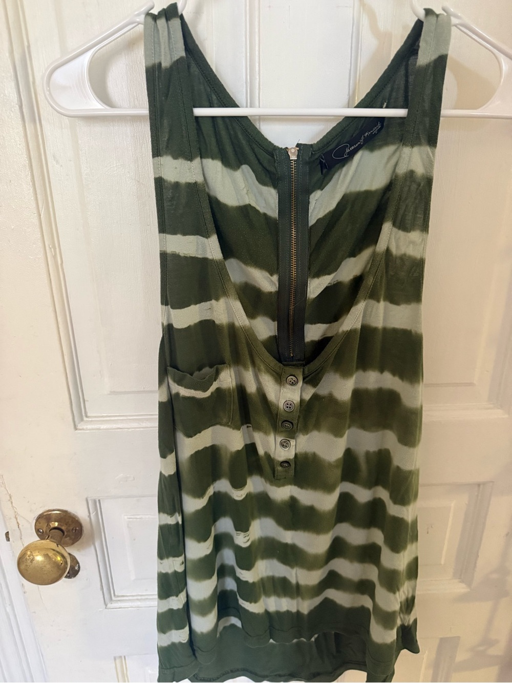 Green and light green colored striped top comfortable micro modal fabric